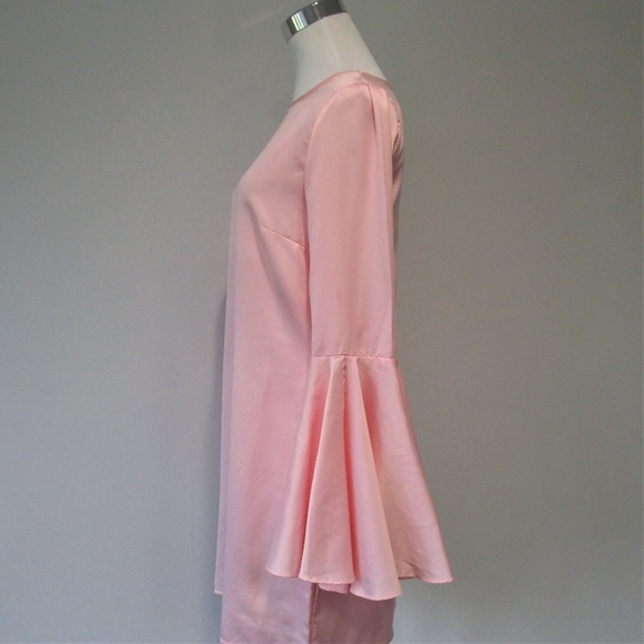 NEW Venus Pink Silky Bell Sleeve Mini Party Dress - Picture 5 of 8